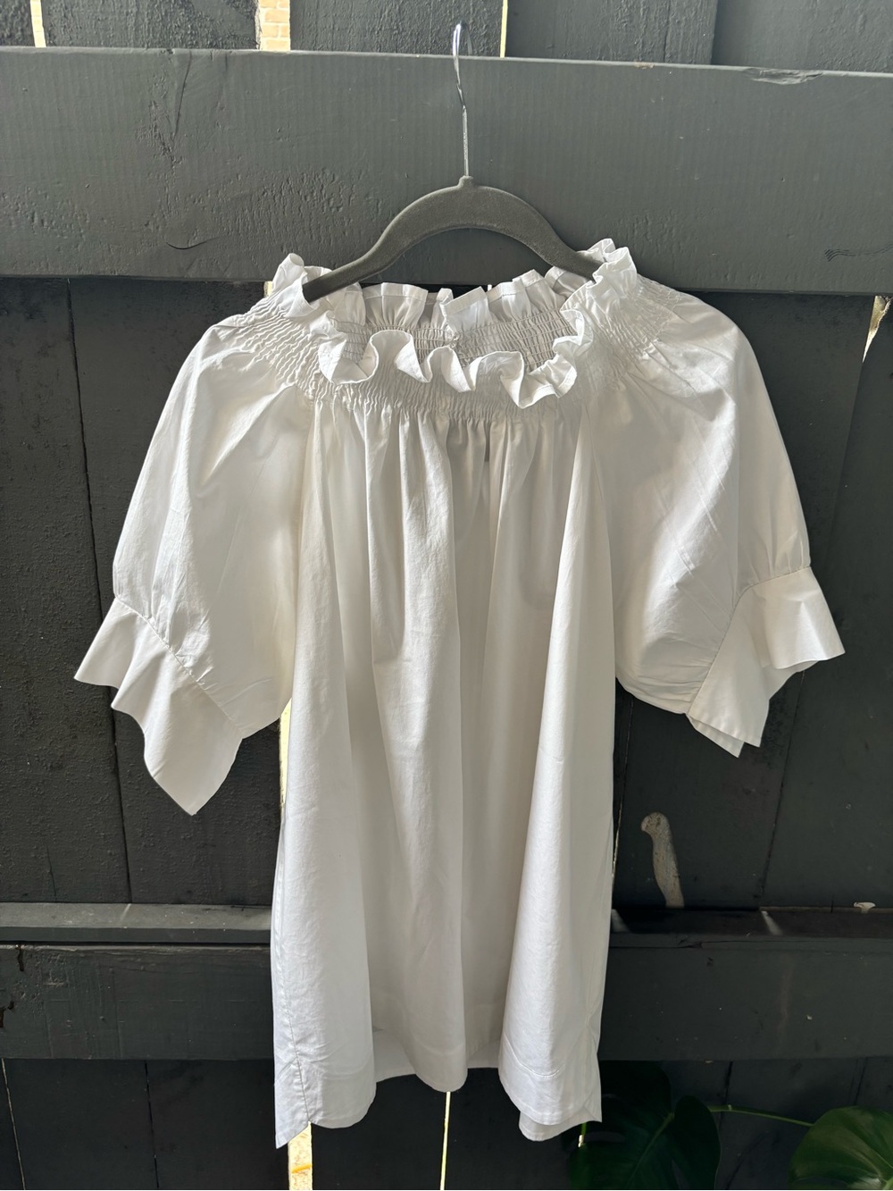 MONICA NERA White Ruffled Off-Shoulder Blouse